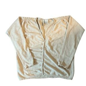 Women’s VIA SETA silk cream colored button up cardigan - size medium